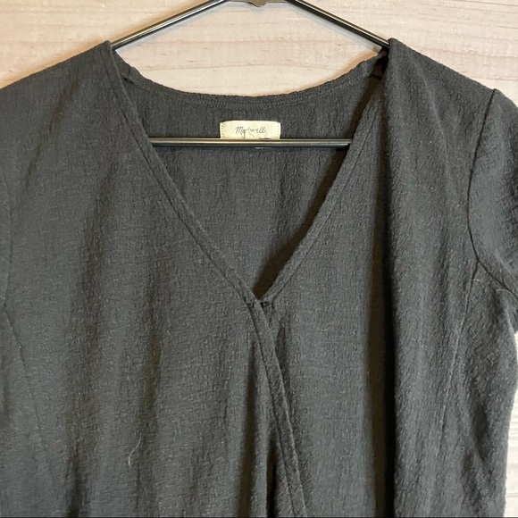 Madewell Texture and Thread Wrap Tie Top in Black - Picture 3 of 9